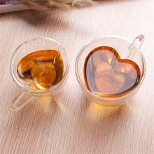 Load image into Gallery viewer, Heart Shaped Double Wall Glass Mug