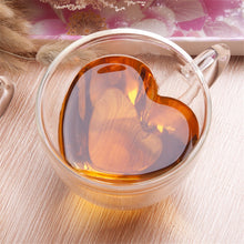 Load image into Gallery viewer, Heart Shaped Double Wall Glass Mug