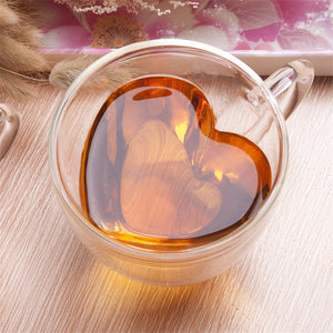 Heart Shaped Double Wall Glass Mug