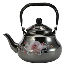 Load image into Gallery viewer, Black Flower Enamel Coffee Pot