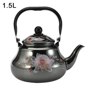 Black Flower Enamel Coffee Pot