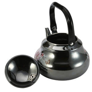 Black Flower Enamel Coffee Pot